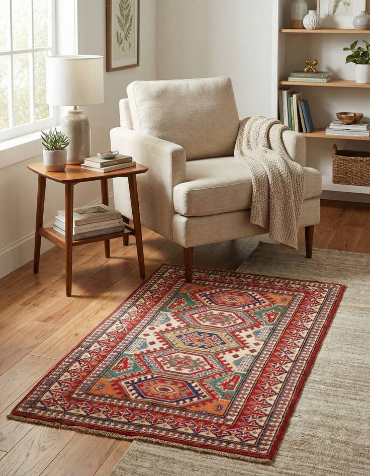 Detail image of 2' 8 x 4' 2  Hand Knotted Kazak Rug