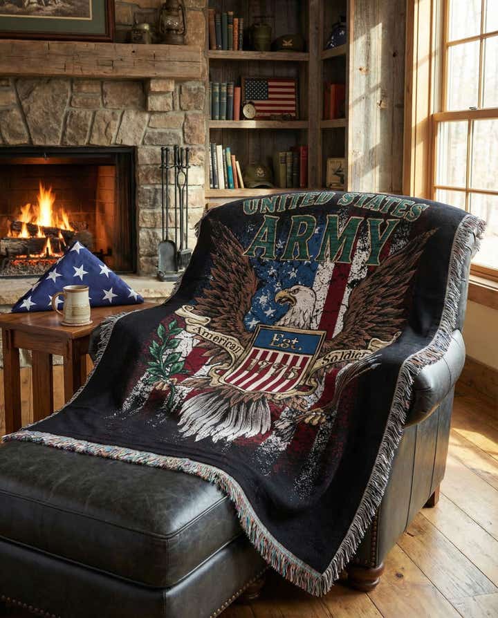 4' 6 x 6' Army Strong Throw Blanket