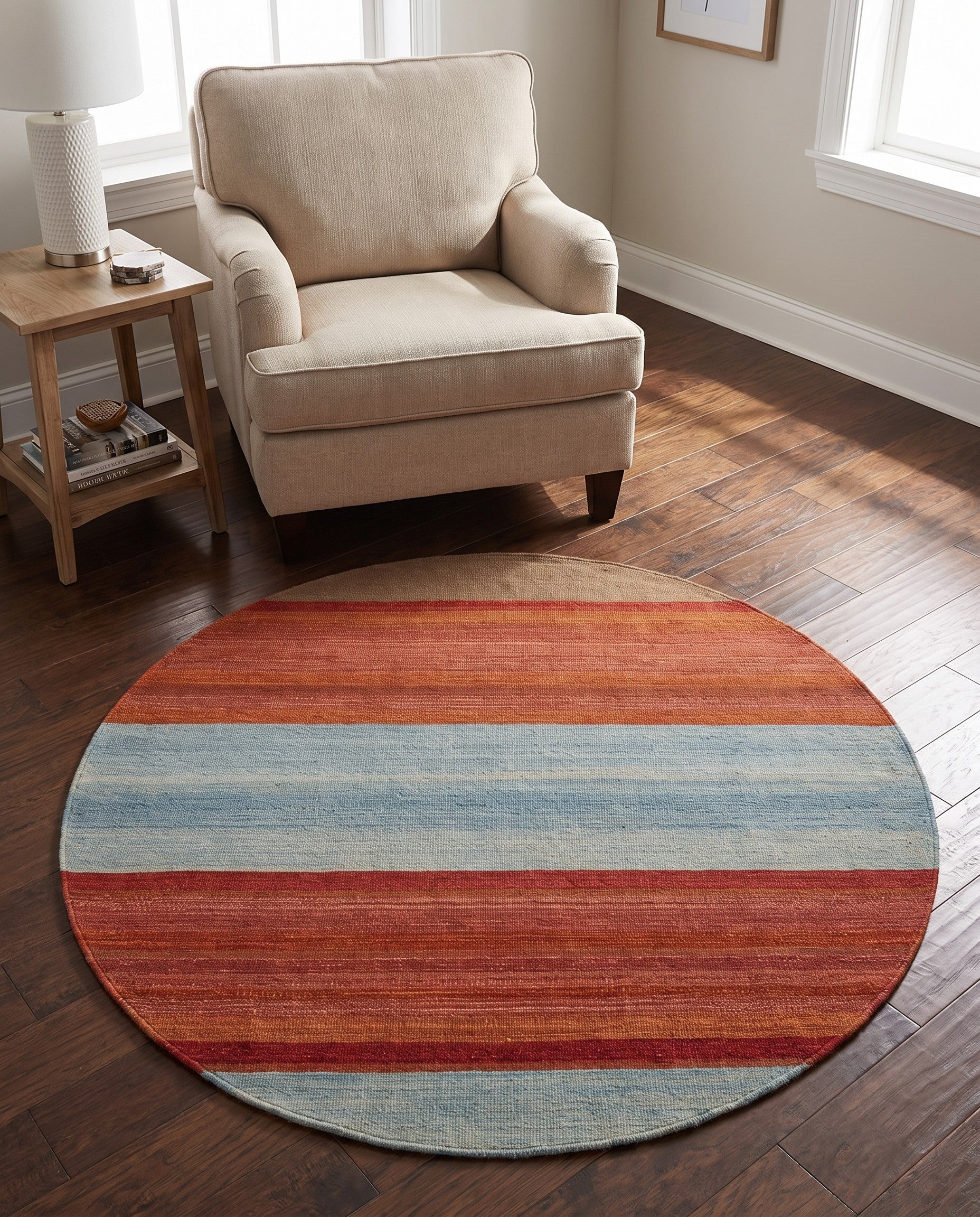 3' 2 x 3' 3 Hand Woven Pillow Wool Round Rug