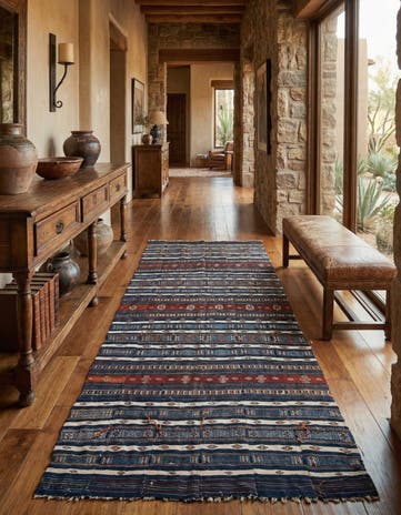 4' 10 x 13' 10 Hand Woven Kilim Fars Wool Runner Rug
