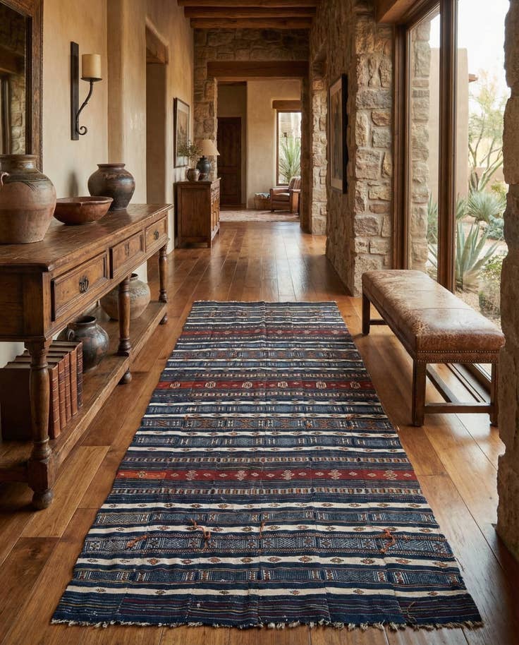 Detail image of 4' 10 x 13' 10 Hand Woven Kilim Fars Wool Runner Rug