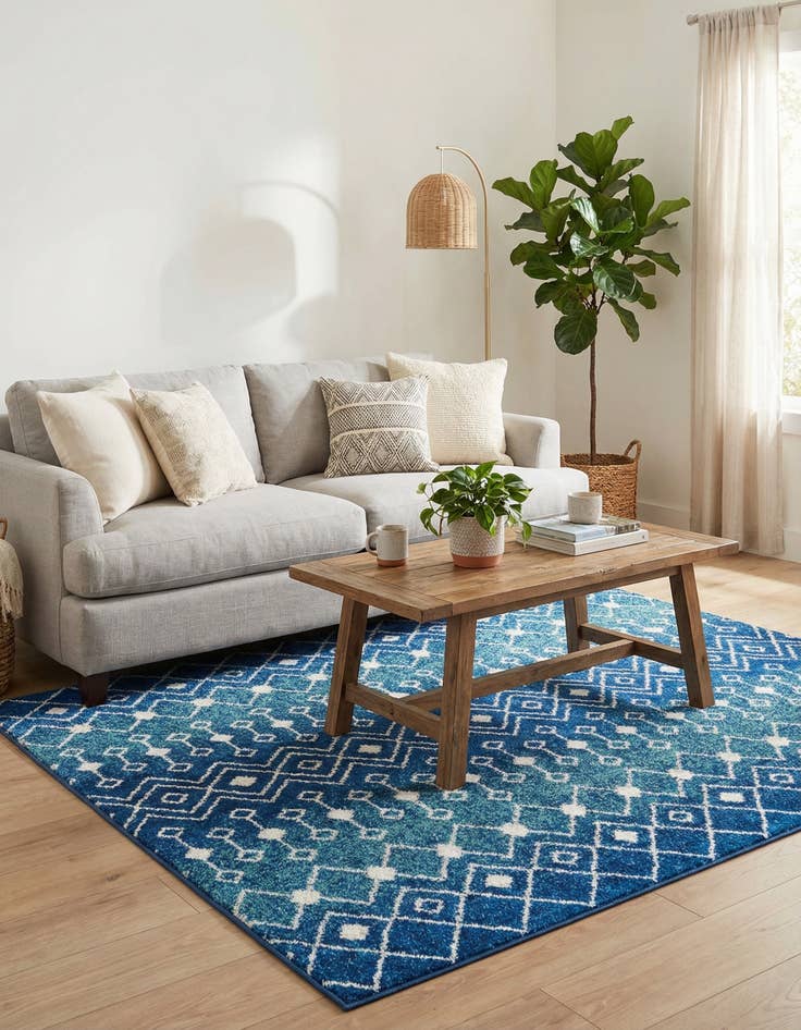 Detail image of 5' 3 x 5' 3 Moroccan Trellis Square Rug