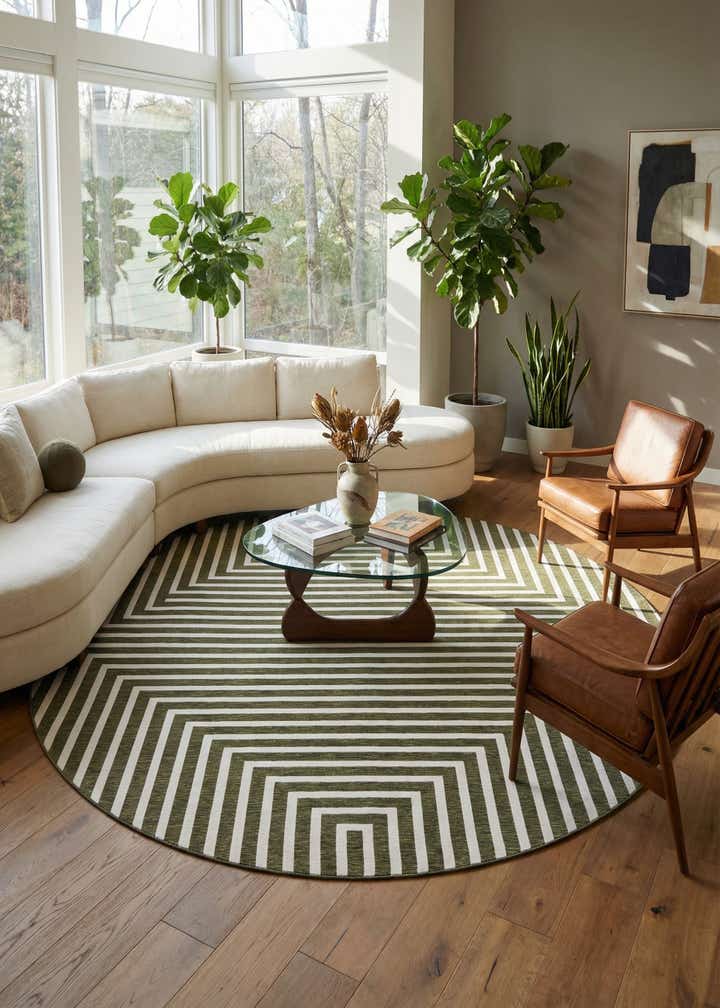 12' x 12' Easy-Clean Modern Indoor / Outdoor Round Rug