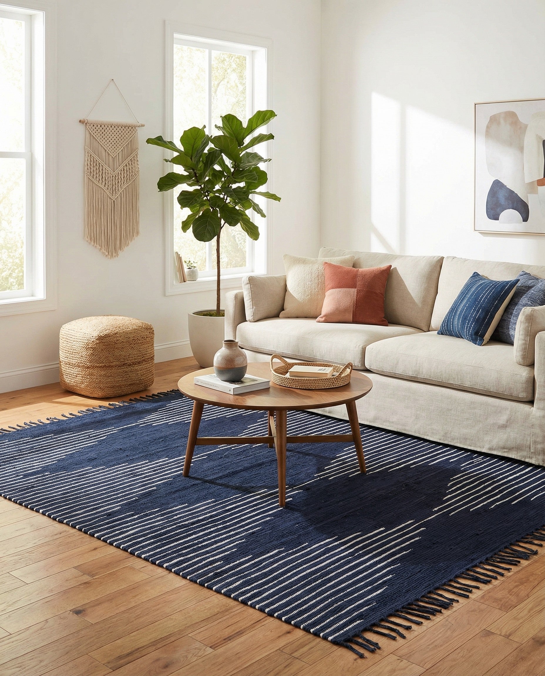 6' 1 x 9' Hand Woven Chindi Cotton Rug