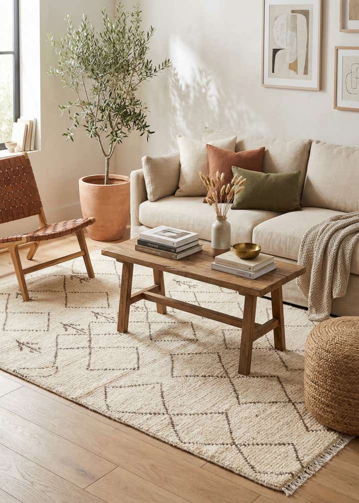 4' 2 x 6' 2 Hand Knotted Moroccan Wool Rug