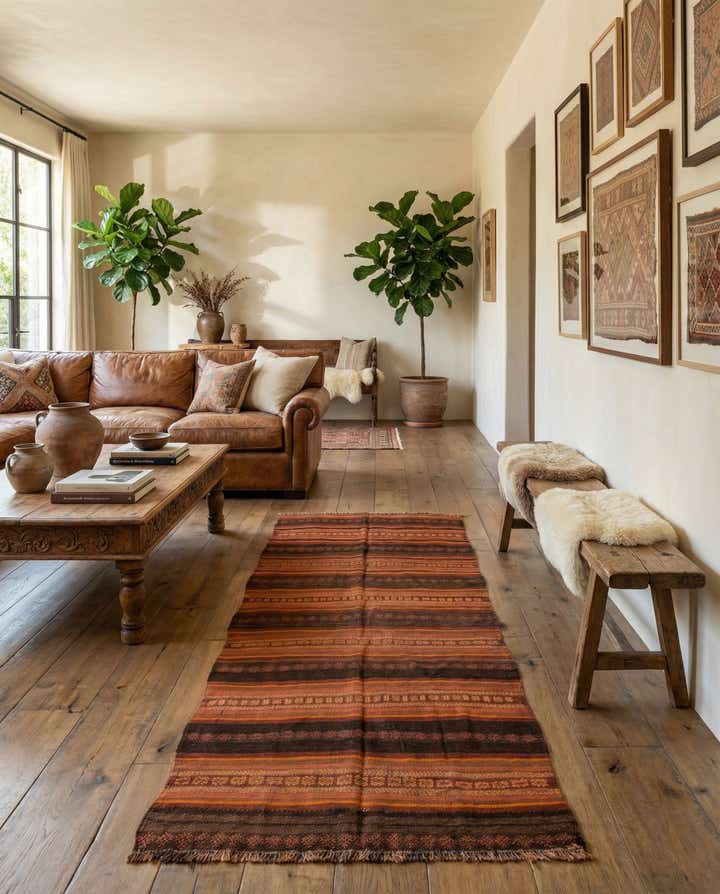 3' 7 x 8' 1 Hand Woven Kilim Afghan Wool Runner Rug