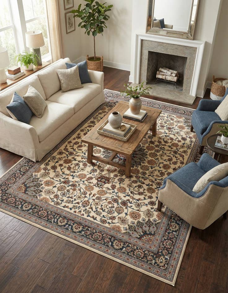 Detail image of 9' x 12'  Washable Traditional Indoor / Outdoor Rug