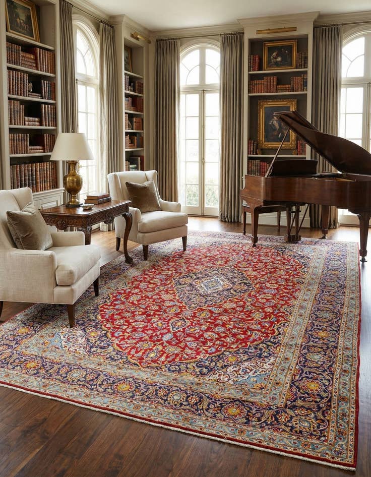 Detail image of 10' x 12' 10  Hand Knotted Mashad Persian Wool Rug