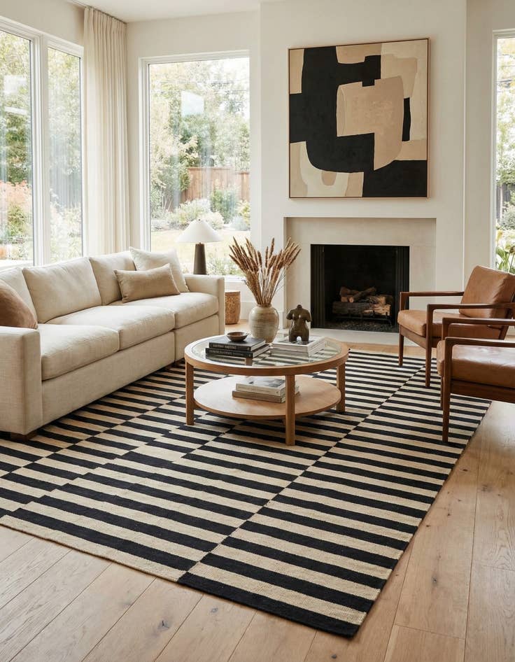 Detail image of 5' 8 x 8'  Hand Woven Kilim Modern Wool Rug