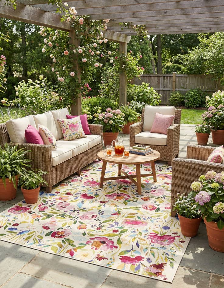 Detail image of 6' x 9' Easy-Clean Botanical Indoor / Outdoor Rug