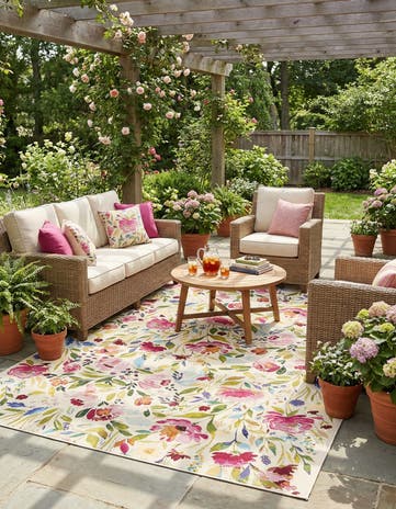 6' x 9' Easy-Clean Botanical Indoor / Outdoor Rug