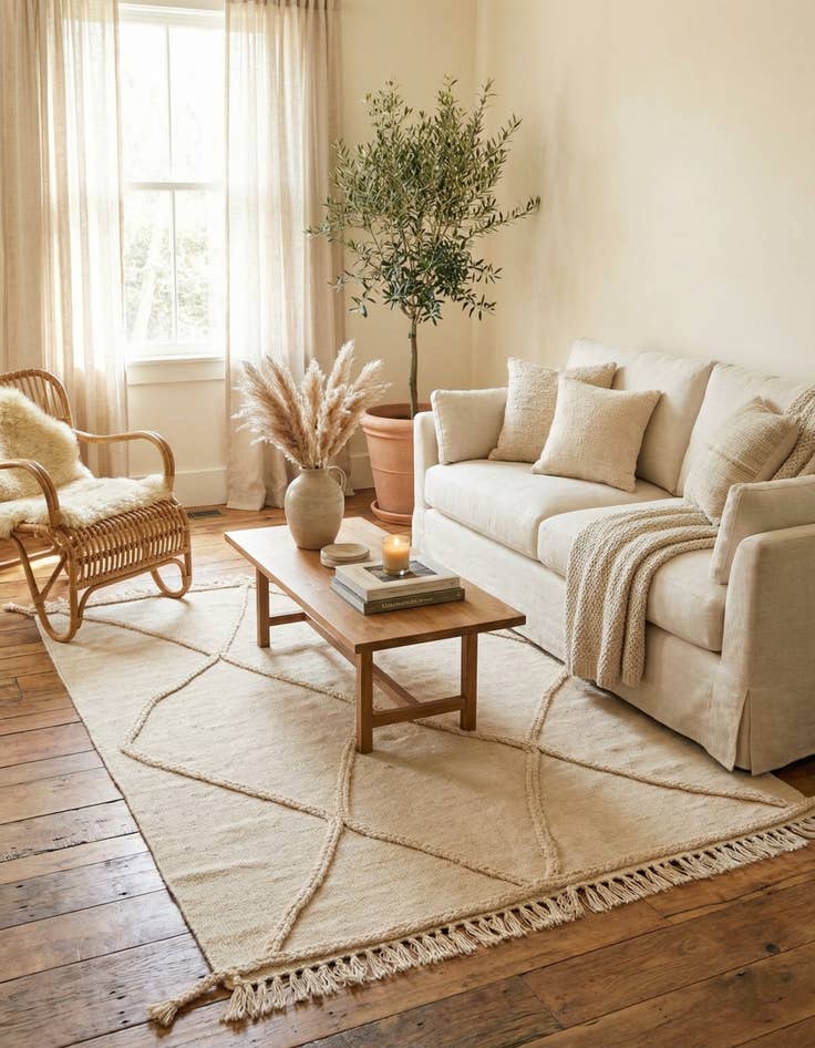 Detail image of  3' 5 x 5'  Hand Knotted Moroccan Wool Rug