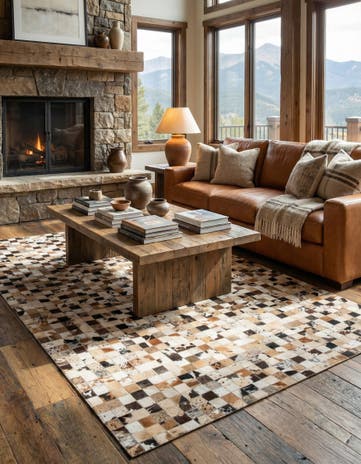 5' x 8' Cowhide Leather Rug