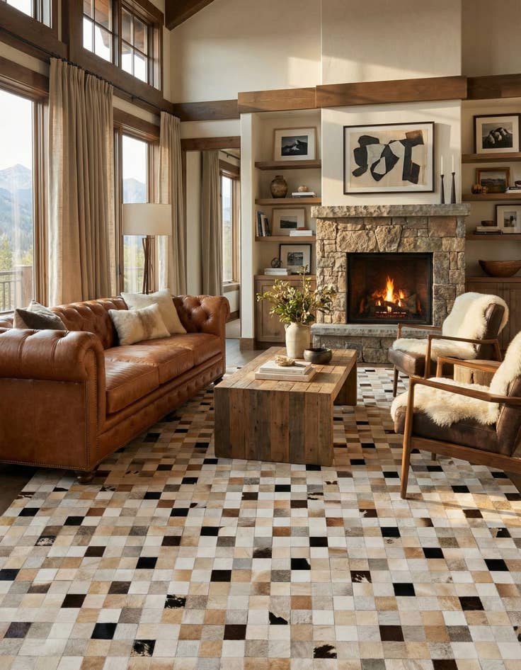 Detail image of 7' 11 x 9' 10 Cowhide Stocks Rug