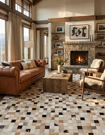 7' 11 x 9' 10 Cowhide Stocks Rug