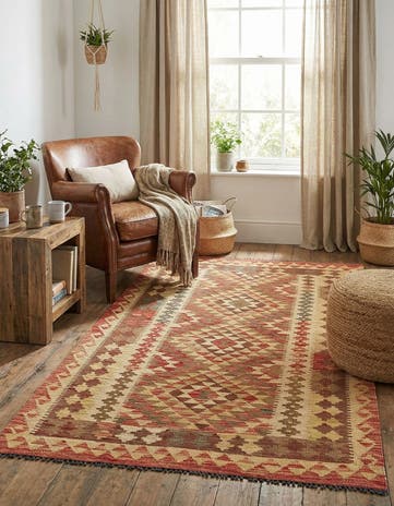 3' 6 x 6' 6 Hand Woven Kilim Maymana Wool Rug