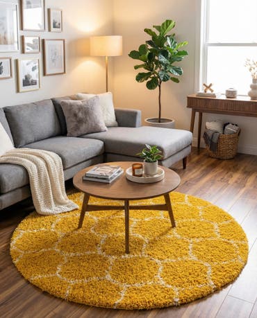  6' x 6' Lattice Shag Round Rug