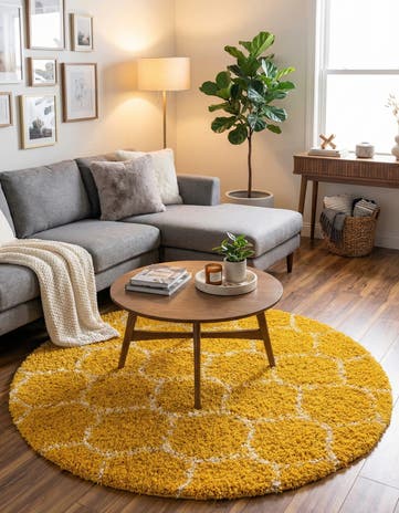 6' x 6' Lattice Shag Round Rug