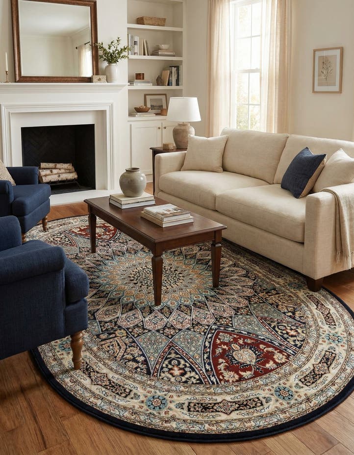 5' 3 x 8' Nain Design Oval Rug