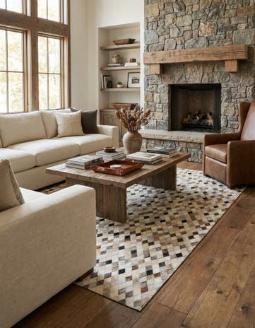 5' 7 x 8' Cowhide Stocks Rug