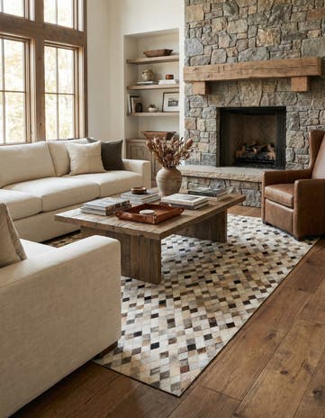 5' 7 x 8' Cowhide Stocks Rug