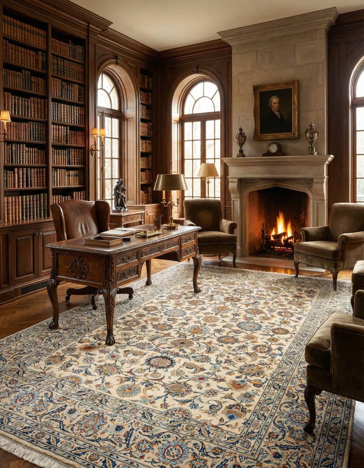 Detail image of 7' 4 x 11' 7 Kashan Wool Rug