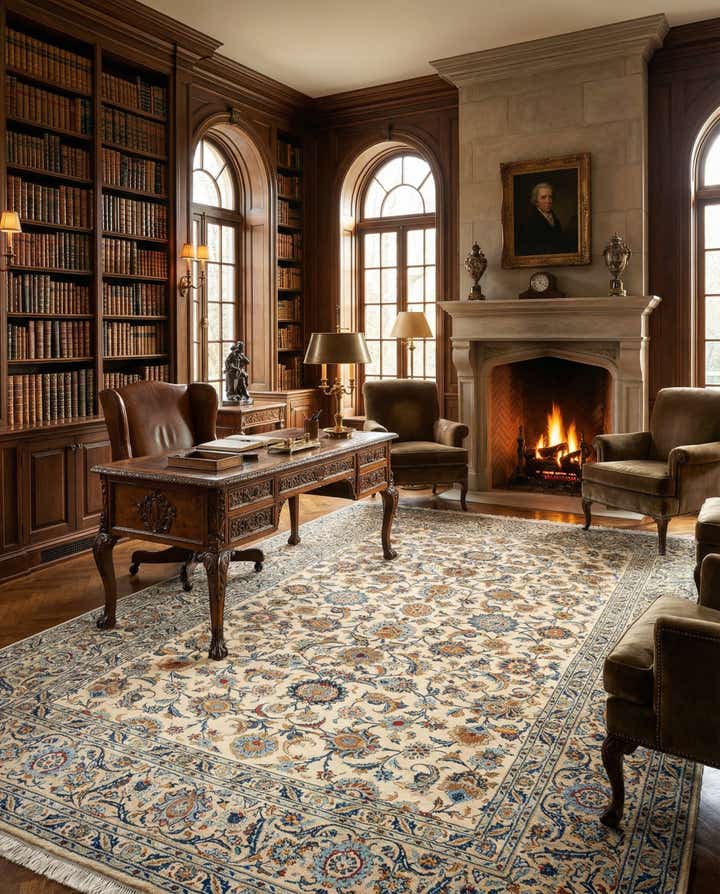 7' 4 x 11' 7 Kashan Wool Rug