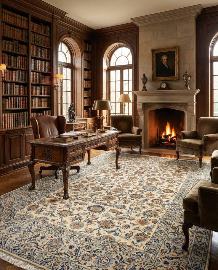 Detail image of 7' 4 x 11' 7 Kashan Wool Rug