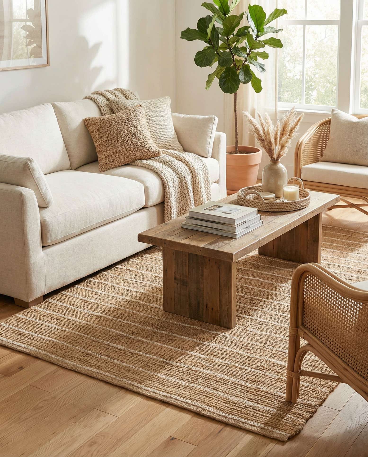 5' 1 x 8' Hand Braided Laurel Handwoven Jute Rug