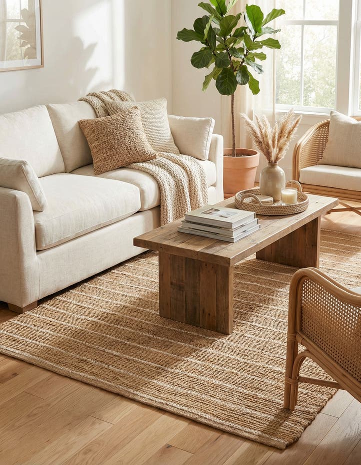 5' 1 x 8' Hand Braided Laurel Handwoven Jute Rug