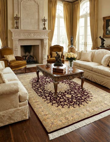 4' 4 x 6' 9 Ghom Silk Rug