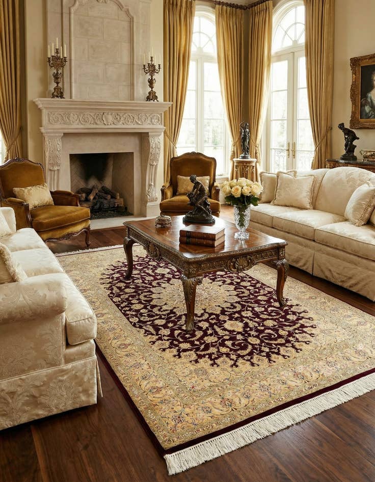 Detail image of  4' 4 x 6' 9 Ghom Silk Rug