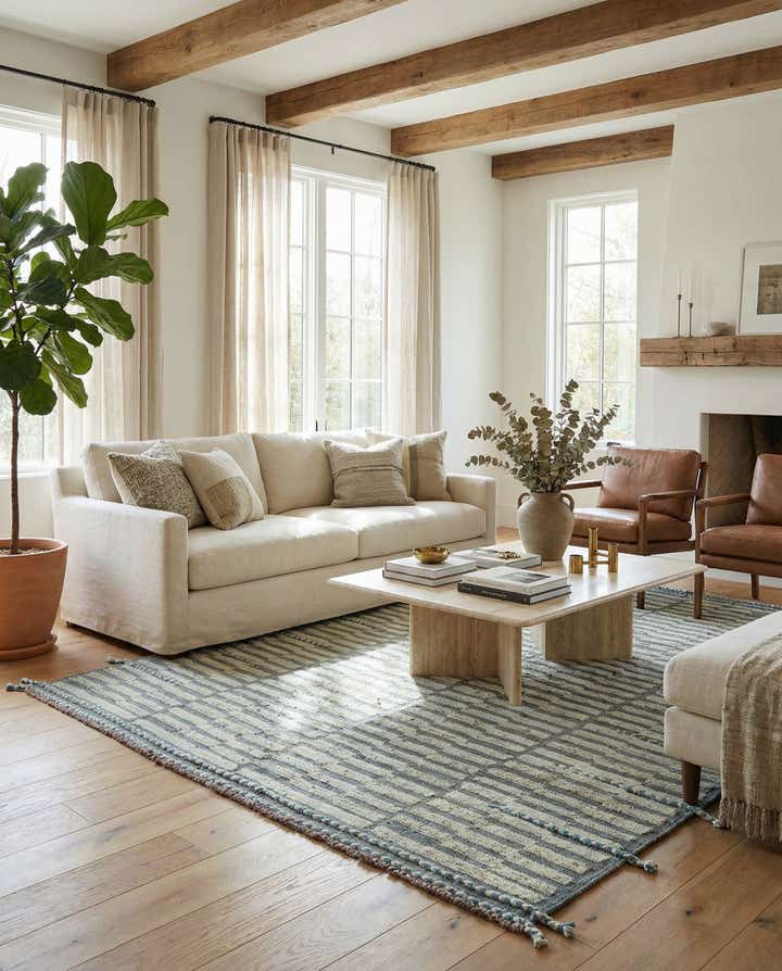 5' 9 x 8' 2 Hand Knotted Moroccan Wool Rug