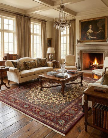 6' 7 x 10' 2 Hand Knotted Qom Persian Rug