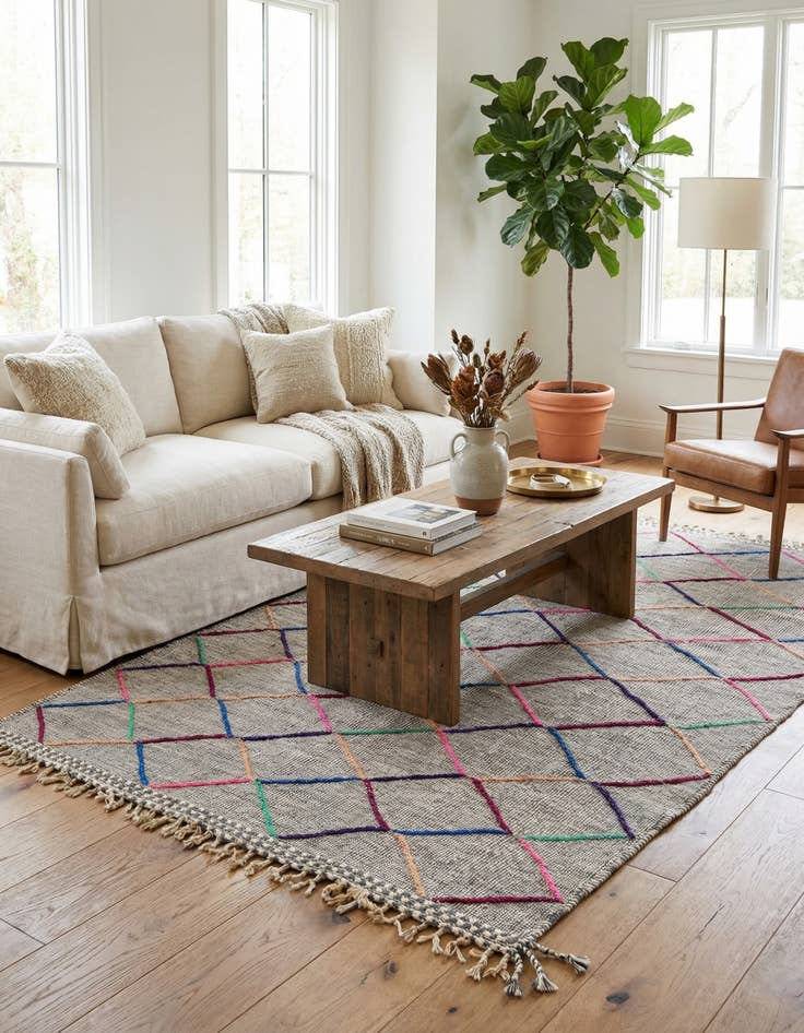Detail image of 6' 10 x 10' 4 Hand Knotted Moroccan Wool Rug