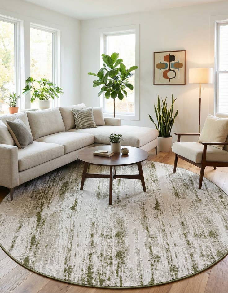 Detail image of 10' x 10'  Washable Modern Indoor / Outdoor Round Rug