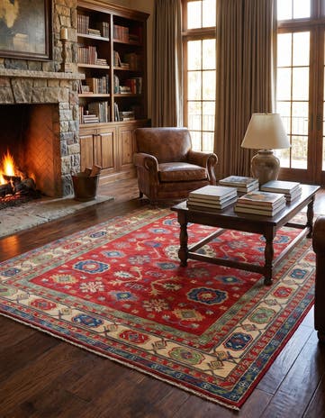 5' 7 x 8' Hand Knotted Kazak Rug