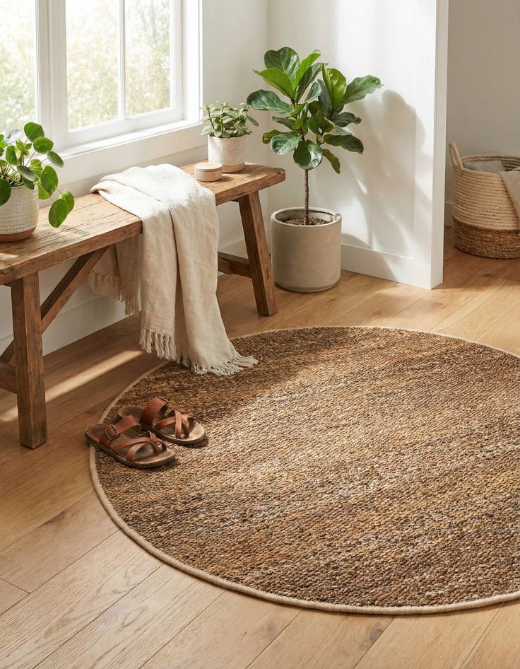 Detail image of 3' 1 x 3' 1  Hand Woven Palm Beach Jute Round Rug