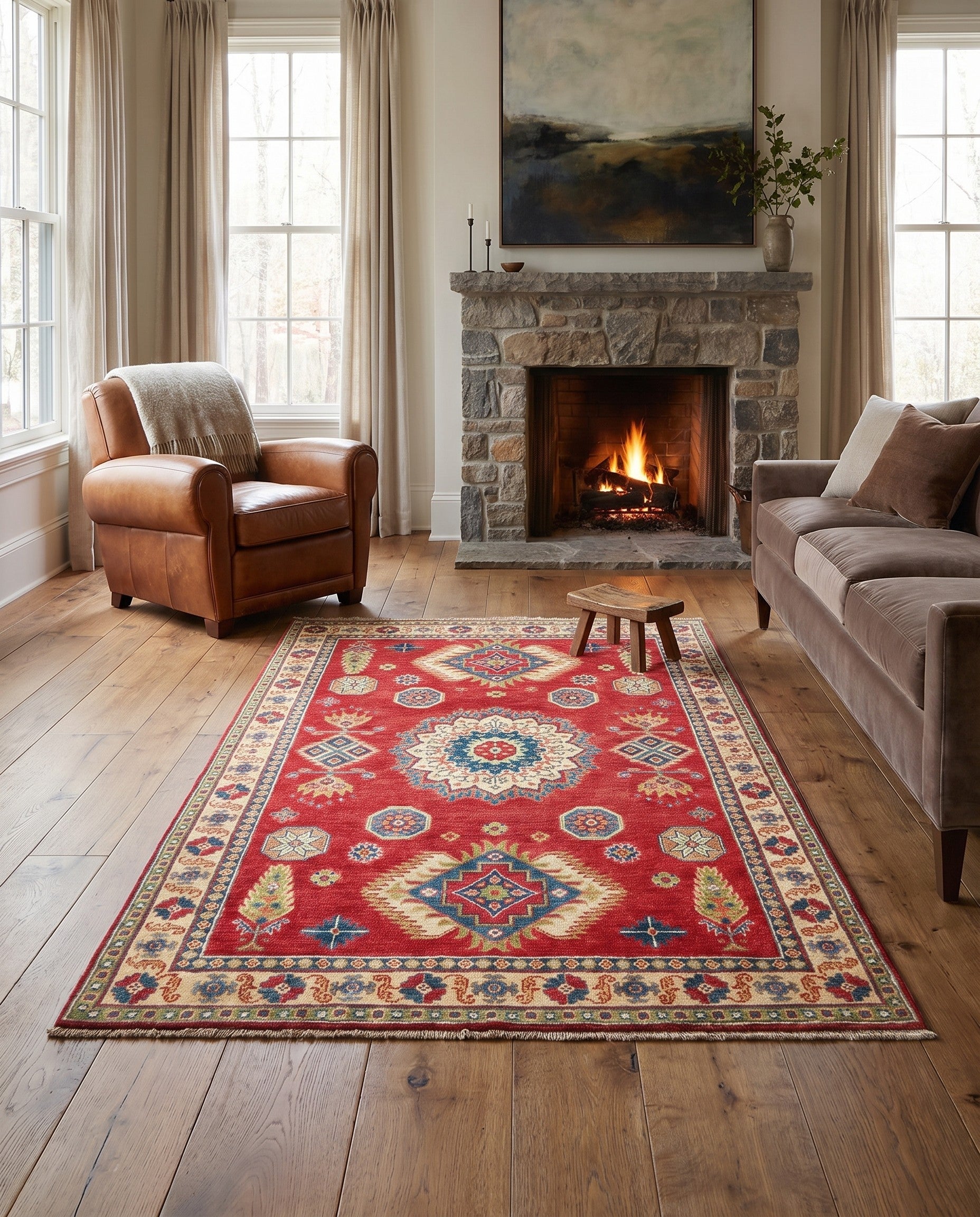 4' x 6' Hand Knotted Kazak Rug