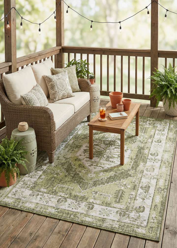 6' x 9' Easy-Clean Traditional Indoor / Outdoor Rug