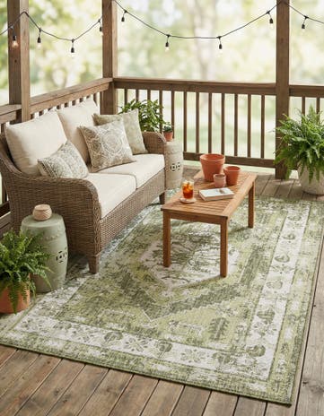 6' x 9' Easy-Clean Traditional Indoor / Outdoor Rug