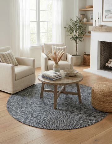 6' 1 x 6' 1 Handmade Tweed Braided Jute Round Rug