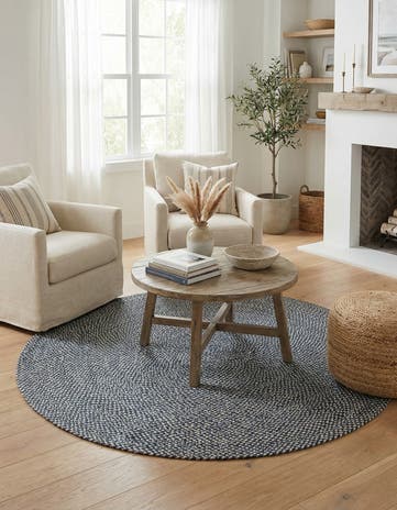 6' 1 x 6' 1 Handmade Tweed Braided Jute Round Rug