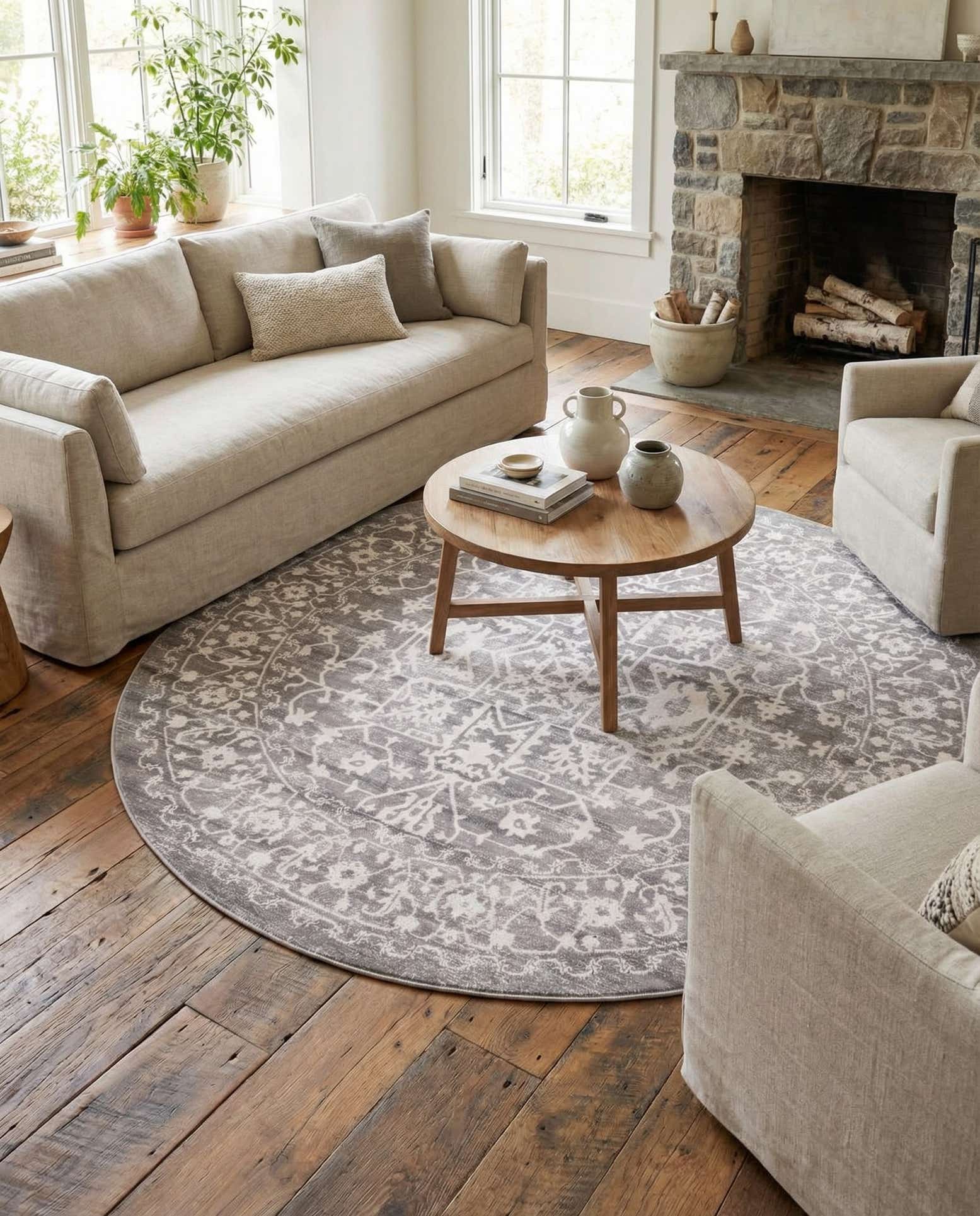 8' x 8' New Vintage Round Rug