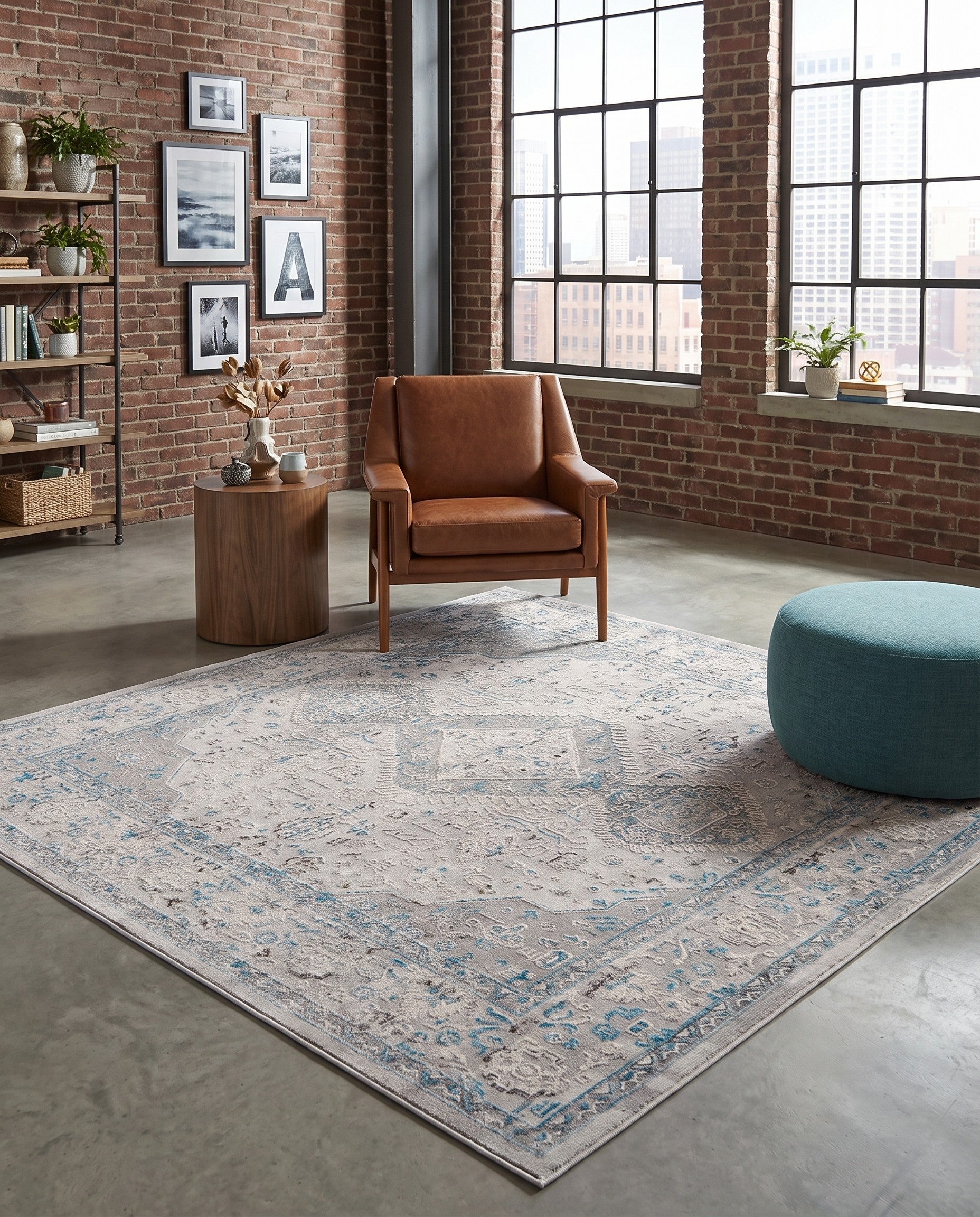 Ivory and Gray Finsbury Square Rug
