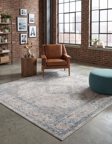 Ivory and Gray Finsbury Square Rug