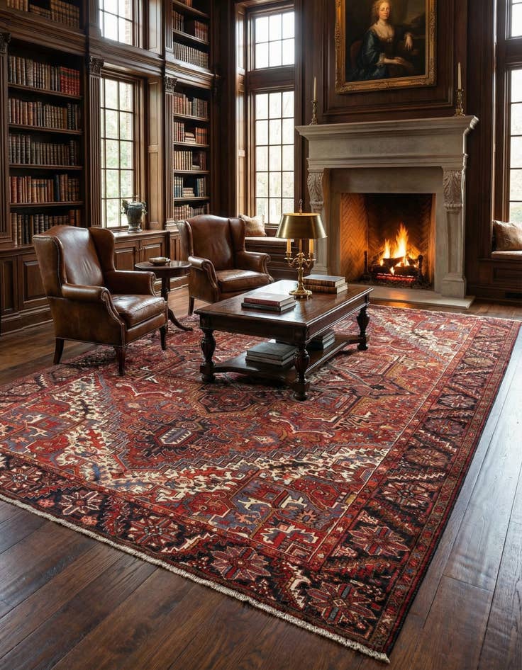 Detail image of 9' 2 x 12' 5 Heriz Wool Rug