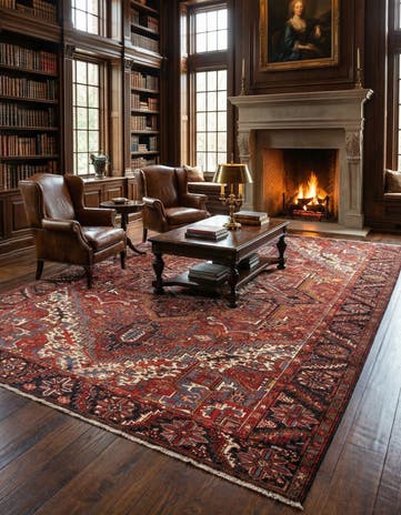9' 2 x 12' 5 Heriz Wool Rug