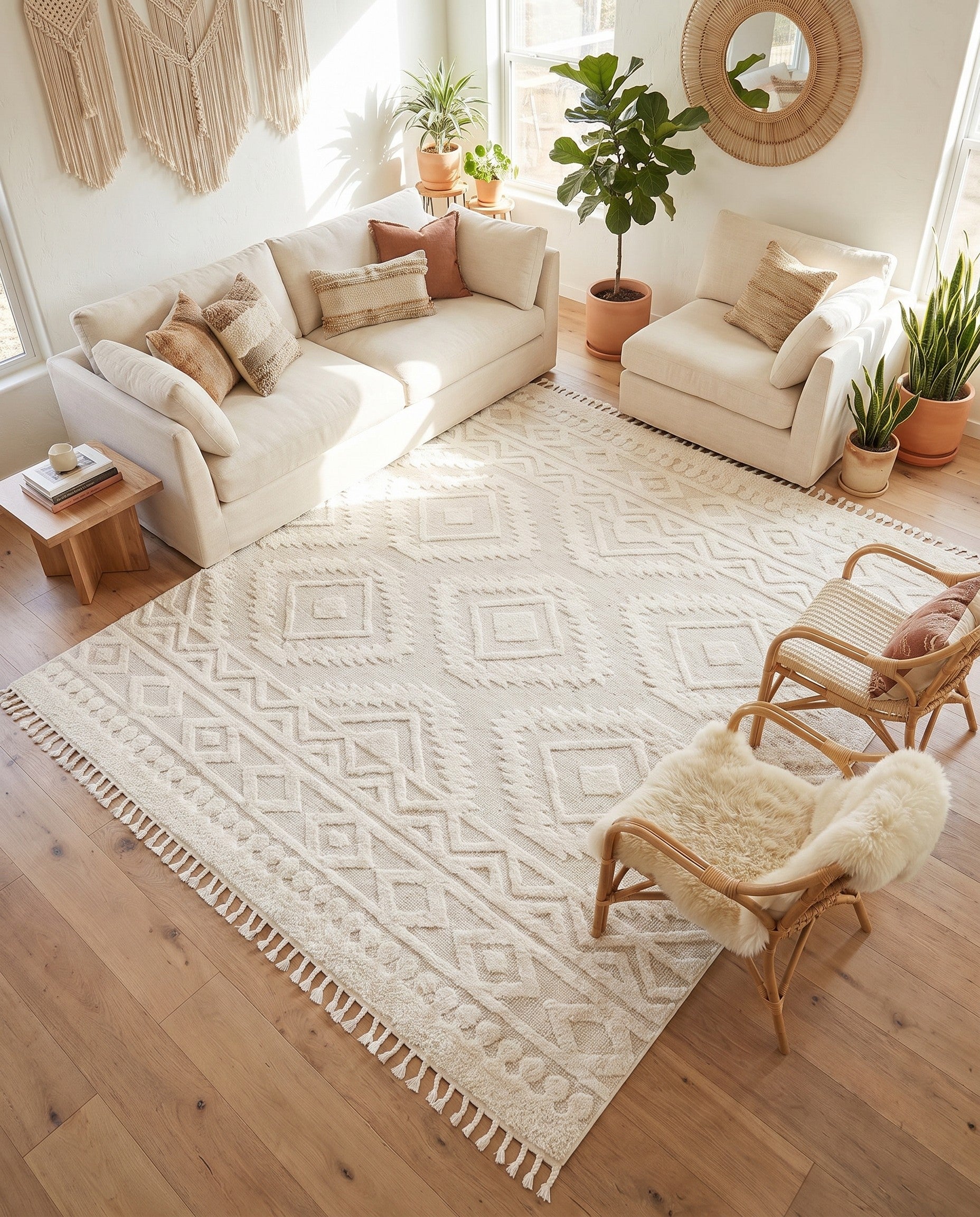 Ivory Boho Square Rug