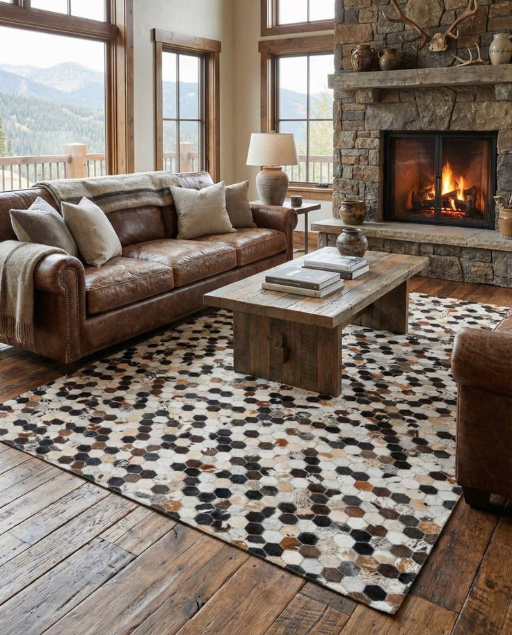 Detail image of 5' x 7' 9 Cowhide Leather Rug